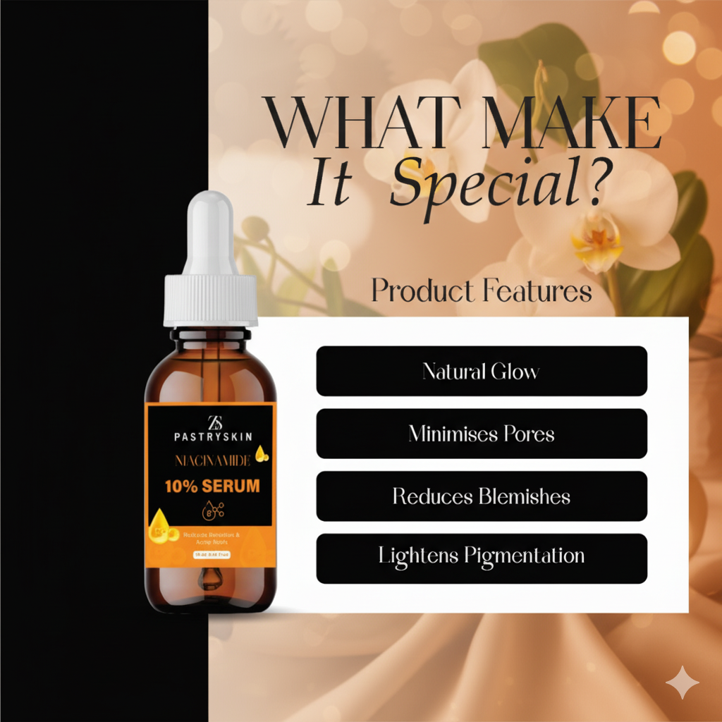 ZS PastrySkin Niacinamide 10% Serum for Men & Women – Brighten Skin, Reduce Dark Spots & Acne Marks, Unisex Skincare